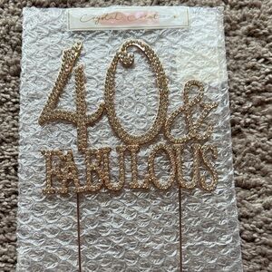 Gold '40 & Fabulous' Cake rhinestone Topper